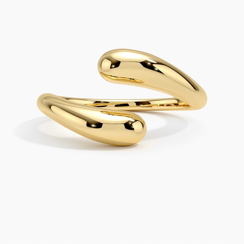 FirstMadam Custom 14K Solid Gold Personalized Open Teardrop Shaped Rings