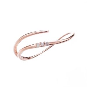 FirstMadam Elegant Women Ring 18K Solid Rose Gold with Diamond Surround for Wedding Party and Anniversary