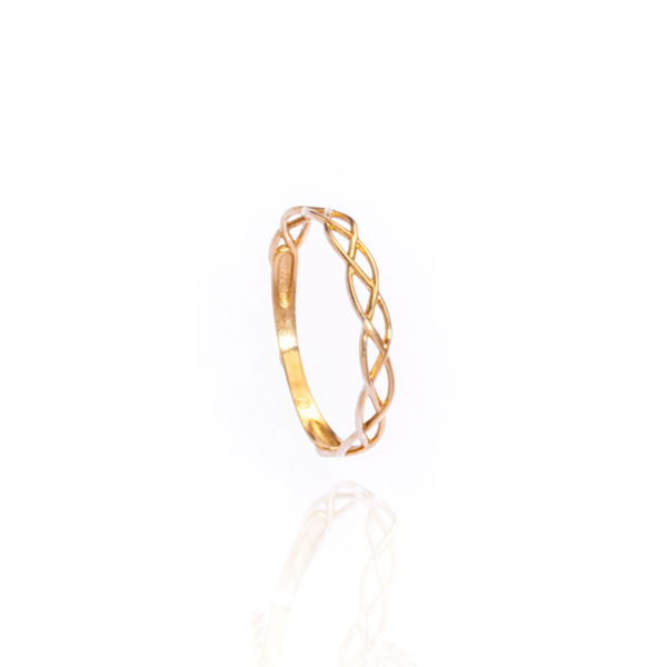 FirstMadam 18K Solid Gold Braided Ring for Women Dainty Twisted Weave Design Elegant Fine Jewelry for Daily Wear & Gifting