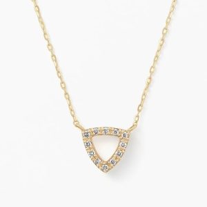 FirstMadam 18K Solid Gold Diamond Triangle Pendant Necklace Exquisite Versatile Necklace