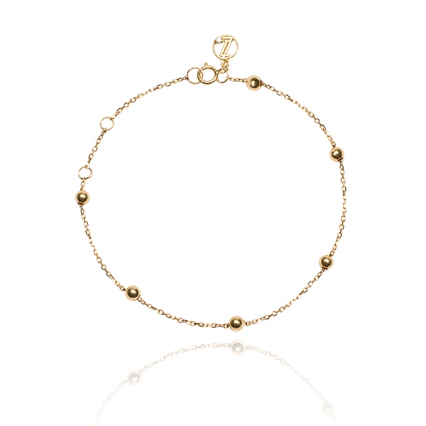 FirstMadam 18K Solid Gold Custom Exquisite Round Bead Bracelet Simple Fashionable Personality Bracelet