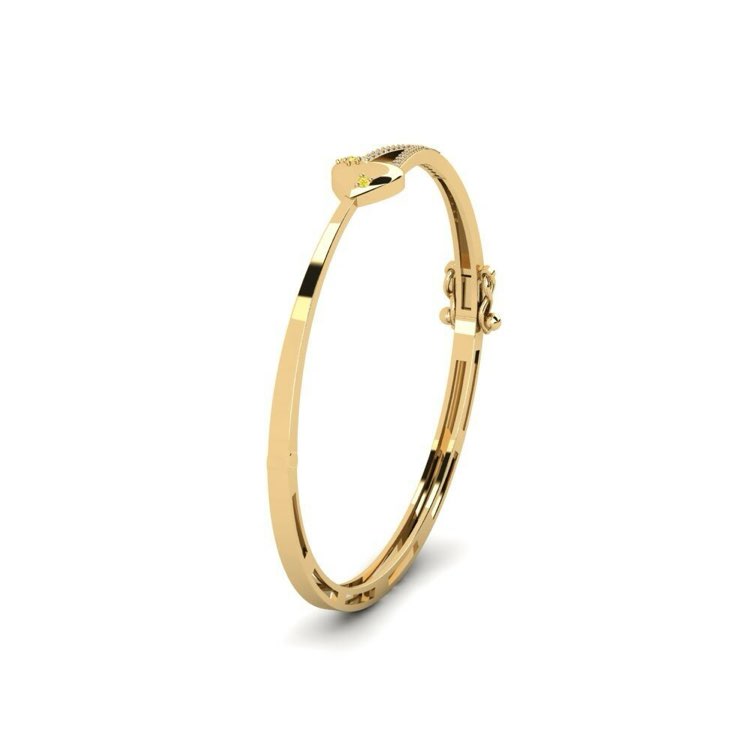 FirstMadam 18K Solid Gold Heart Yellow Sapphire Bracelet With Diamond Design High End Bracelet FirstMadam 18K Solid Gold Heart Yellow Sapphire Bracelet With Diamond Design High End Bracelet