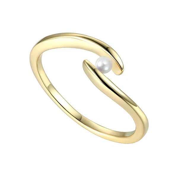 4 FirstMadam 18K Solid Gold Freshwater Pearl Simple Design Ring