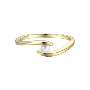 FirstMadam 18K Solid Gold Freshwater Pearl Simple Design Ring