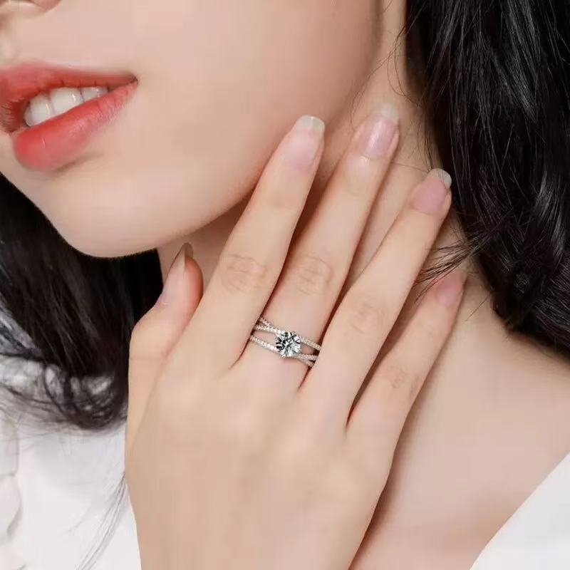 FirstMadam Custom 14K Gold Three Lives Three Worlds 1CT D VS Moissanite Diamond Ring Engagement Wedding Ring FirstMadam Custom 14K Gold Three Lives Three Worlds 1CT D VS Moissanite Diamond Ring Engagement Wedding Ring