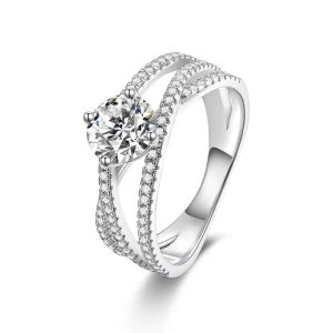 FirstMadam Custom 14K Gold Three Lives Three Worlds 1CT D VS Moissanite Diamond Ring Engagement Wedding Ring