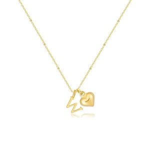 Firstmadam Fashion Alloy Zircon Letter Pendant Necklace with Cubic Zirconia and Heart design for Women