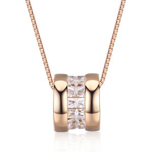 FirstMadam Light Luxury Rotatable Zircon Pendant Necklace Creative Minimalist Design Fashion Jewelry Wholesale
