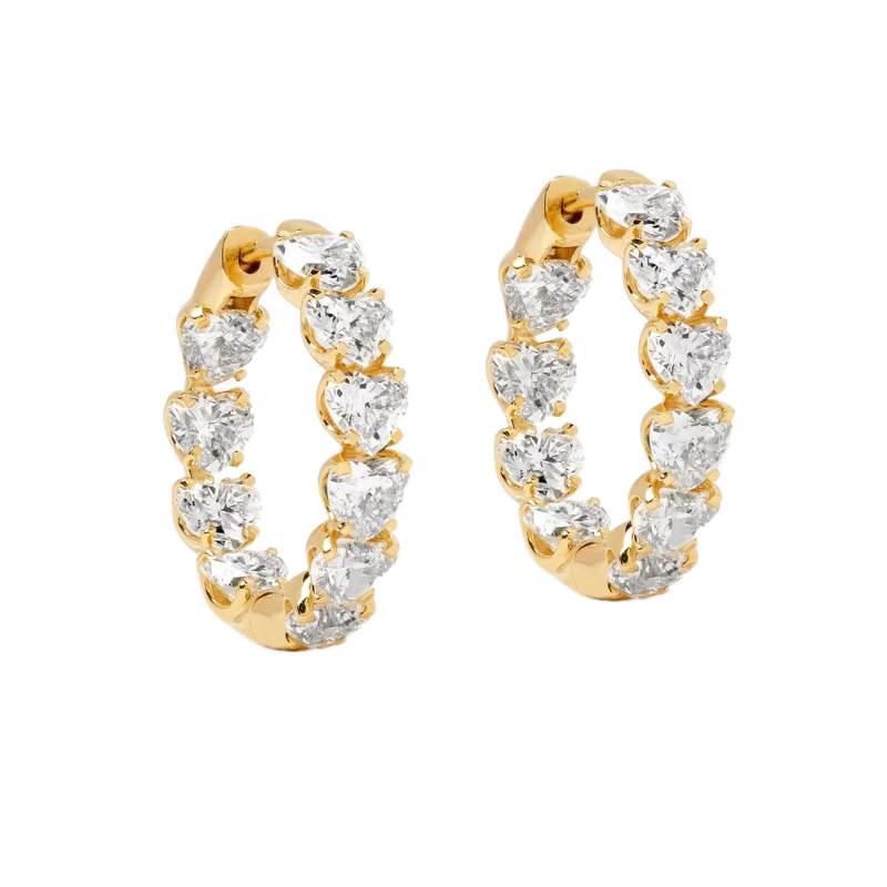 FirstMadam Sterling Silver Elegant and Luxurious Heart Shaped Zircon Hoop Earrings