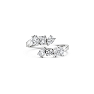 FirstMadam 14K White Gold Lab Created Diamond 8 Stone Multi Shaped Ring