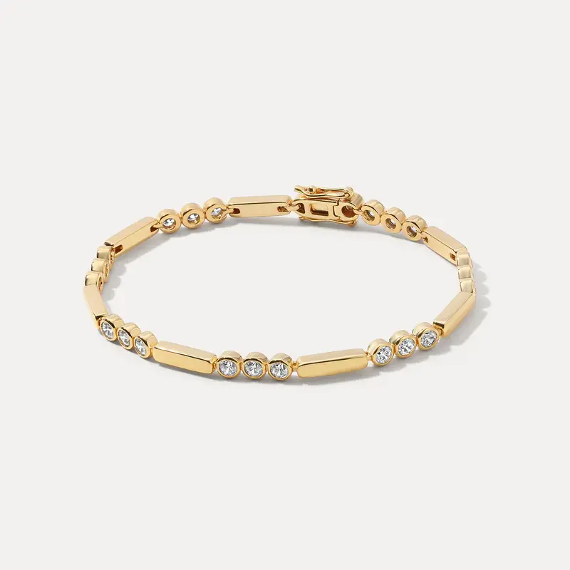 FirstMadam Gold Plated Brass Smooth Strip-Shaped Cubic Zirconia Bracelet