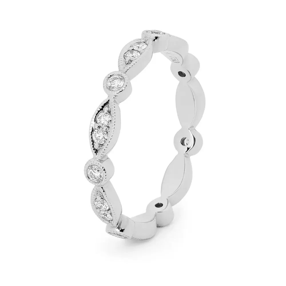 FirstMadam Stainless Steel Gold Plated Lab Created Diamond Eternity Ring For Women Fashion Stackable Band