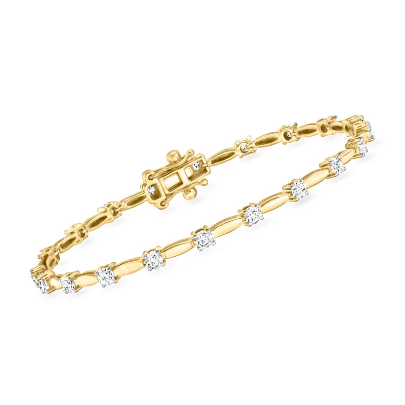FirstMadam 2.10CT Lab Grown Diamond Station Bracelet in 18K Yellow Gold