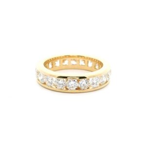 FirstMadam Alloy Channel Set Round Zircon Eternity Band Women Ring