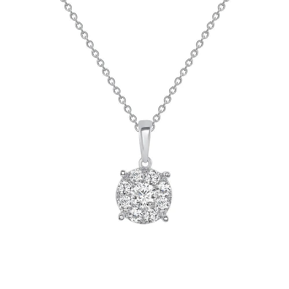 FirstMadam Classic Round Moissanite Stainless Steel Necklace