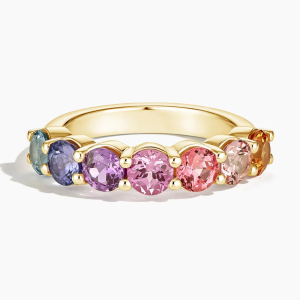 FirstMadam Mixed Colors Stone Lab Diamond 18K Gold Plated Ring