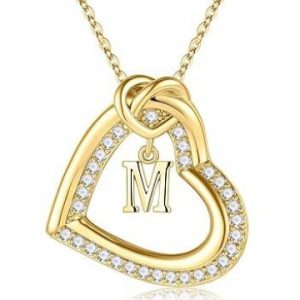 Firstmadam Fashion Brass Heart Shaped Rhinestone Pendant Chain Necklace For Female Best Friends