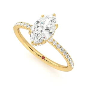Yellow Gold Tone Stainless Steel Marquise Moissanite Engagement Ring