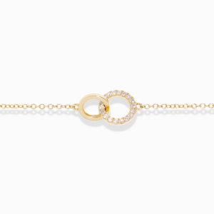 18K Solid Gold Interlocking Circle Lab Grown Diamond Bracelet