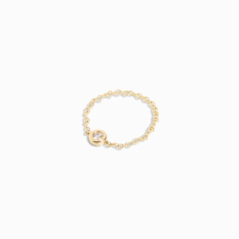FirstMadam 18K Solid Gold Bezel Set Diamond Chain Ring FirstMadam 18K Solid Gold Bezel Set Diamond Chain Ring