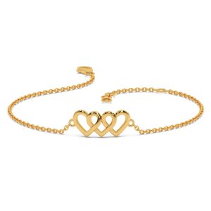 FirstMadam 18K Solid Gold Heart Gold Chain Bracelet Girl Friend Gift