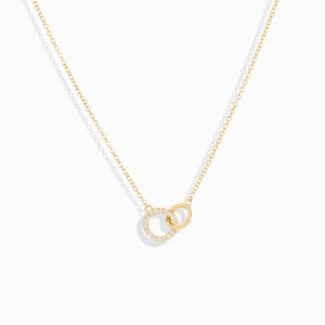 FirstMadam 18K Solid Gold Personalized Infinity Pave Diamond Pendant Necklace