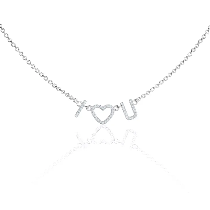 FirstMadam Alloy Heart Zirconia Necklace with 3 Letters Women Necklace--001 FirstMadam Alloy Heart Zirconia Necklace with 3 Letters Women Necklace