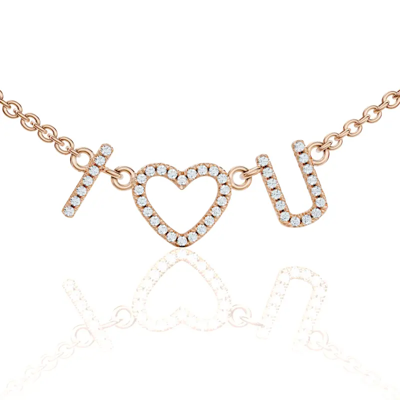 FirstMadam Alloy Heart Zirconia Necklace with 3 Letters Women Necklace--005 FirstMadam Alloy Heart Zirconia Necklace with 3 Letters Women Necklace