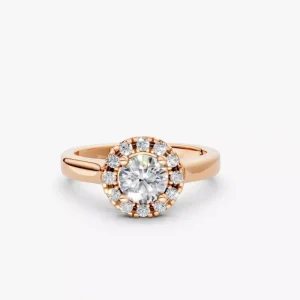 FirstMadam Alloy Round Halo Single Moissanite Women Engagement Ring