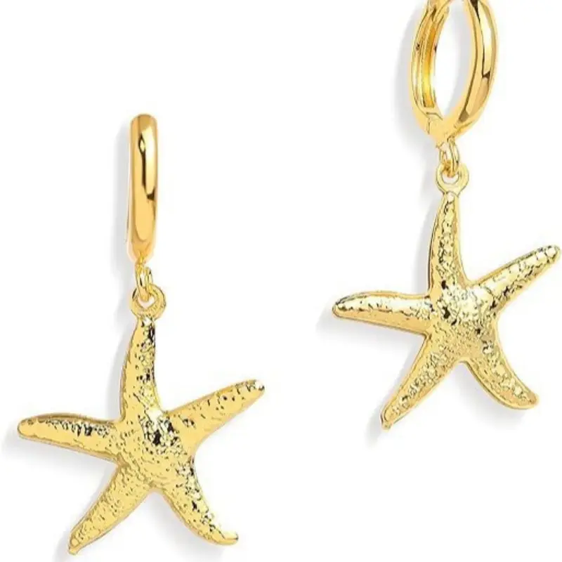FirstMadam Fashion Brass Ocean Themed Earrings Starfish Dangles for Women Wholesale Price