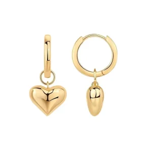 FirstMadam Fashion Hot Sale Brass Heart Shaped Plated Earrings for Women Wholesale Price 