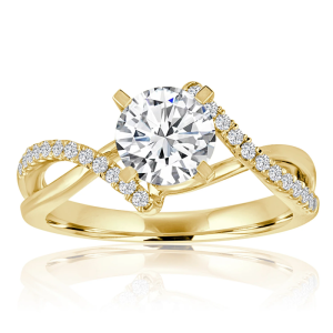 FirstMadam Vintage 18K Gold Plated Pave Twist Engagement Ring