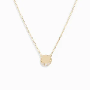 Gold Plated Stainless Steel Moissanite Disc Necklace For Women