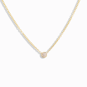 Fashion Stainless Steel Round Moissanite Bezel Necklace