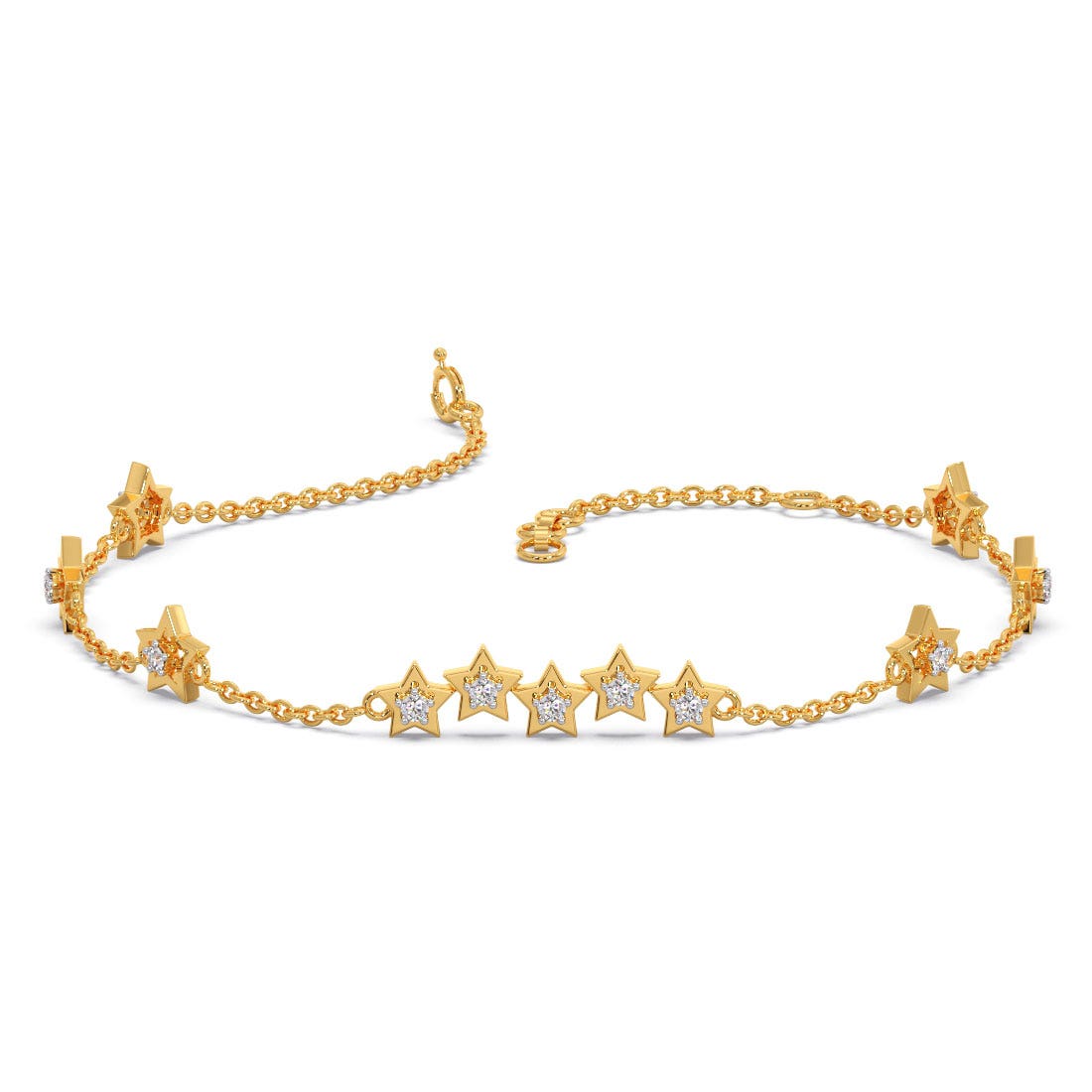 FirstMadam 18K Solid Gold Orie Star Diamond Chain Bracelet (2) FirstMadam 18K Solid Gold Orie Star Diamond Chain Bracelet