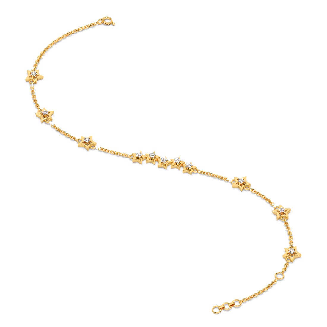 FirstMadam 18K Solid Gold Orie Star Diamond Chain Bracelet (3) FirstMadam 18K Solid Gold Orie Star Diamond Chain Bracelet
