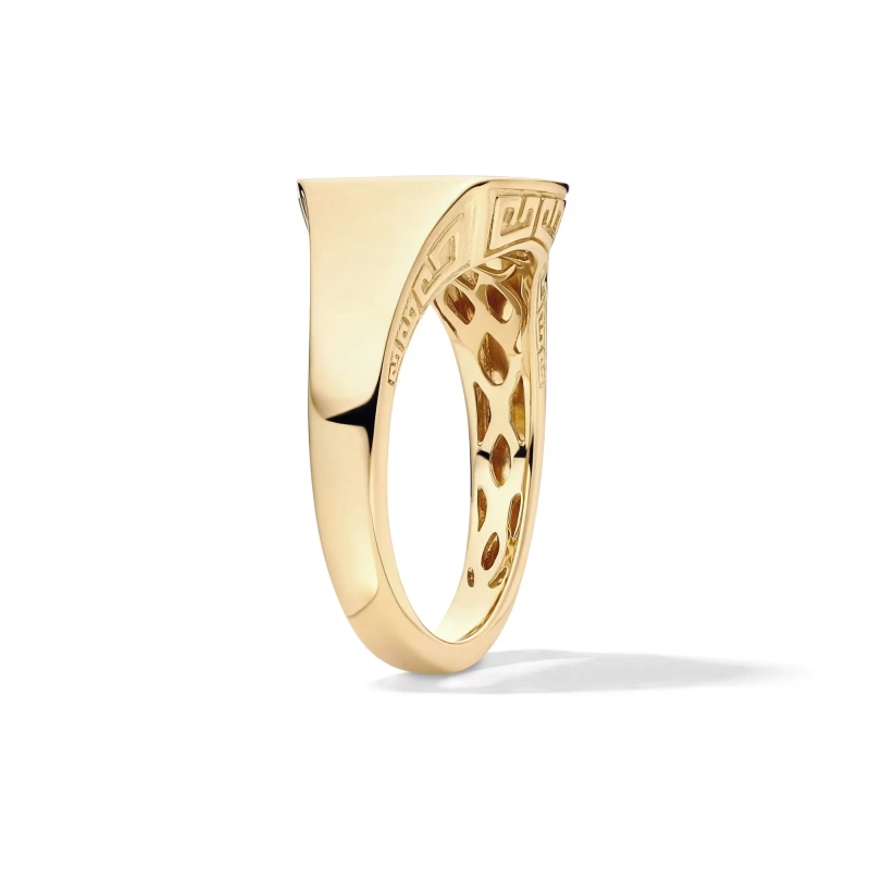 FirstMadam 18K Yellow Gold Men’s Signet with Lab Diamond Accent Ring--002 FirstMadam 18K Yellow Gold Men’s Signet with Lab Diamond Accent Ring