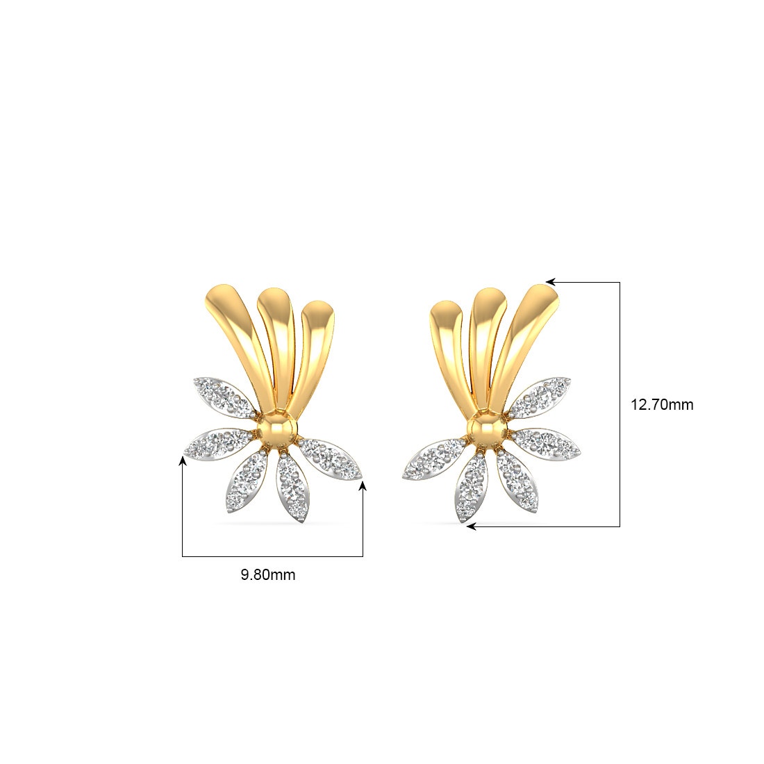FirstMadam Alkali Diamond Earrings 18K Yellow Gold Earring Studs (2) FirstMadam Alkali Diamond Earrings 18K Yellow Gold Earring Studs