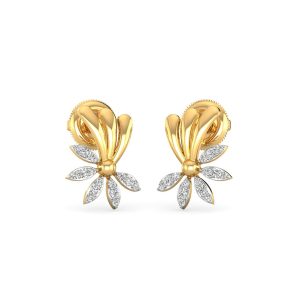 FirstMadam Alkali Diamond Earrings 18K Yellow Gold Earring Studs