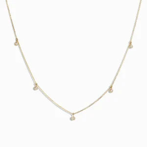 FirstMadam Sparkling Five Stone Lab Grown Diamond Gold Plated Necklace