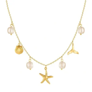 Firstmadam Fashion Brass Versatile Ocean Inspired Multi Element Light Luxury Women Necklace Factory Price