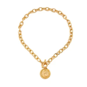 Firstmadam Fashion Brass Vintage Geometric Portrait Relief Necklace for Women Factory Price
