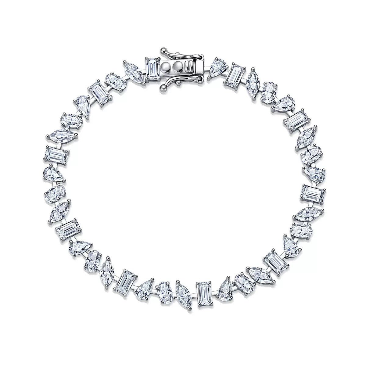 FirstMadam High Quality Fancy-Shaped Diamond Tennis Bracelet