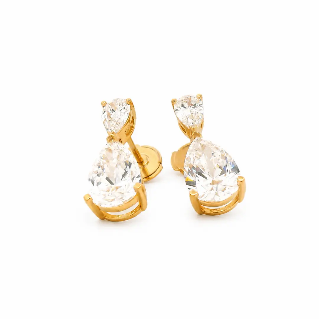 18K Gold 3CT Lab Diamond Drop Earrings 18K Gold 3CT Lab Diamond Drop Earrings