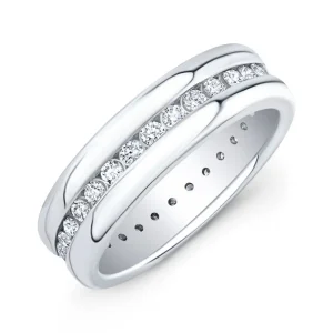 18K Gold Channel Set Lab Grown Diamond Mens Band Ring