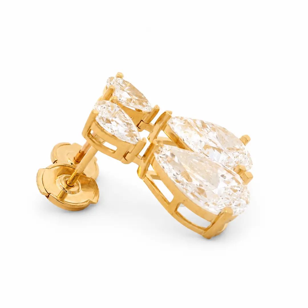 18K Yellow Gold 3CT Lab Diamond Teardrop Earrings 18K Yellow Gold 3CT Lab Diamond Teardrop Earrings