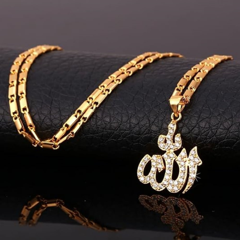 DiomandX 18K Solid Gold Lab Diamond Allah Pendant Necklace Arabic Calligraphy Islamic Pendant with Real Lab Grown Diamonds3