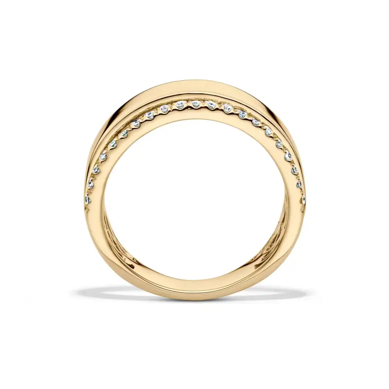 FirstMadam 14K Gold Wide Strip Lab Diamond Exquisite High Polishing Ring--001 FirstMadam 14K Gold Wide Strip Lab Diamond Exquisite High Polishing Ring