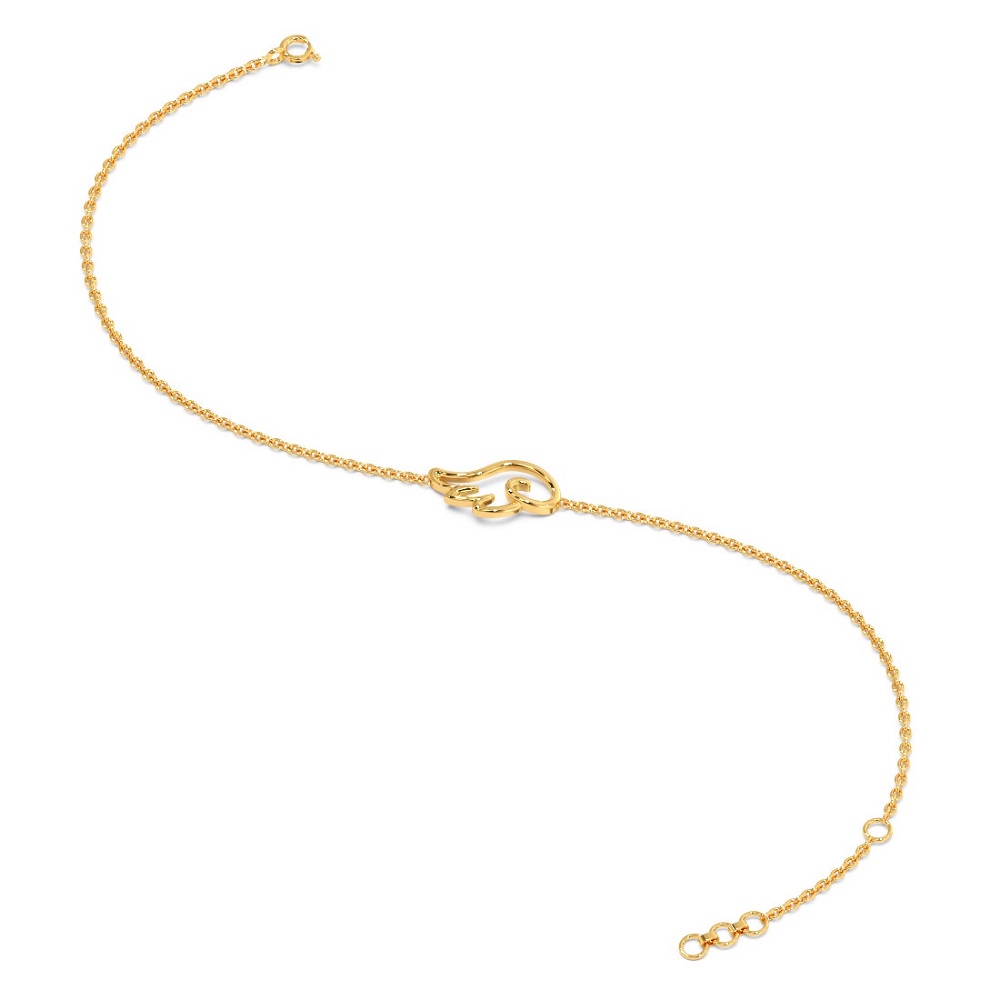 FirstMadam Angel Wings Gold Chain Bracelet in 18K Yellow Gold for Girl (2) FirstMadam Angel Wings Gold Chain Bracelet in 18K Yellow Gold for Girl