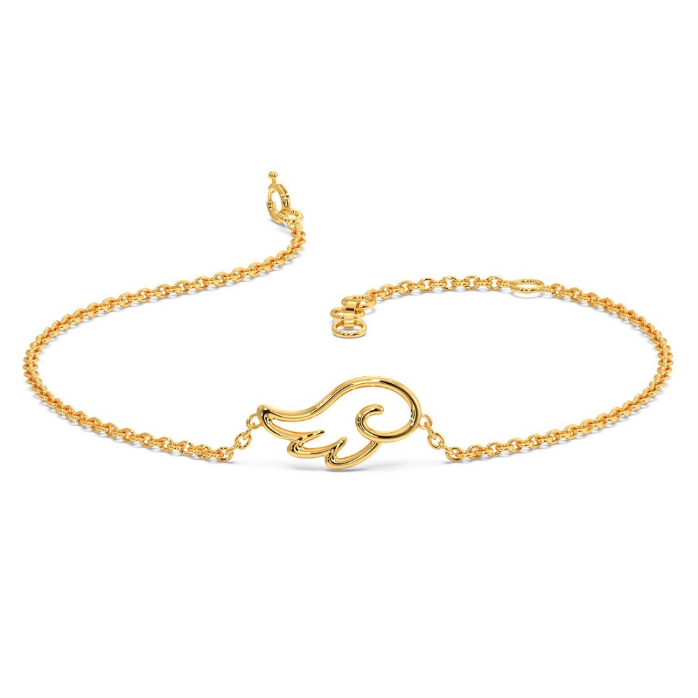 FirstMadam Angel Wings Gold Chain Bracelet in 18K Yellow Gold for Girl (3) FirstMadam Angel Wings Gold Chain Bracelet in 18K Yellow Gold for Girl